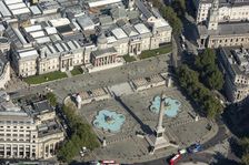 Trafalgar Square, Nelson's Column and the National Gallery, Westminster, London, 2021. Creator: Damian Grady