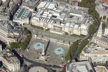 Trafalgar Square, Nelson's Column and the National Gallery, Westminster, London, 2021. Creator: Damian Grady