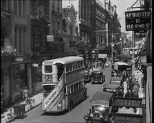 Traffic and Crowds Moving Through Old Bond Street, 1930s. Creator: British Pathe Ltd