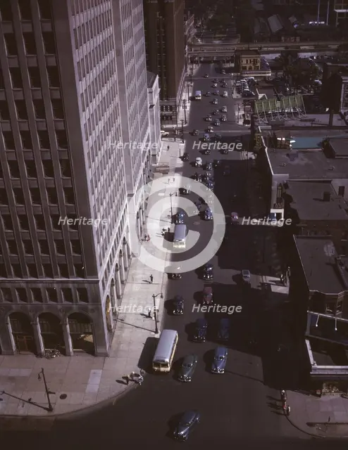 Traffic at 5:30 on Second Avenue, Detroit, Mich., 1942. Creator: Arthur S Siegel.