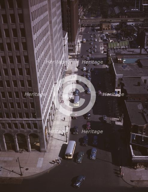 Traffic at 5:30 on Second Avenue, Detroit, Mich., 1942. Creator: Arthur S Siegel.