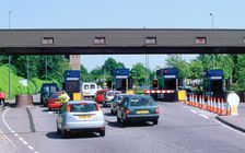 Traffic at toll booths on Itchen Bridge, Southampton