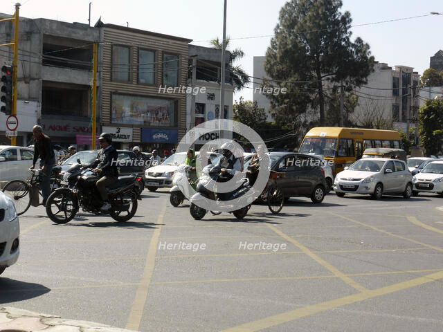 Traffic at box junction in Amritsar Punjab, India. Creator: Unknown.