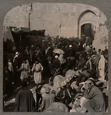 Traffic by St. Stephen's Gate, Jerusalem c1900