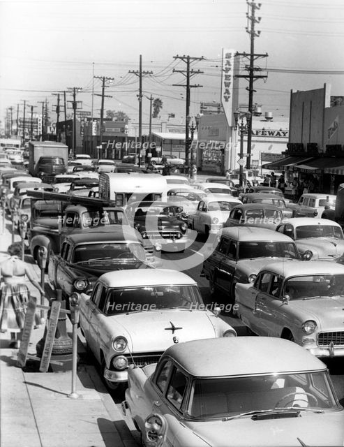 Traffic congestion in USA, 1950's. Creator: Unknown.