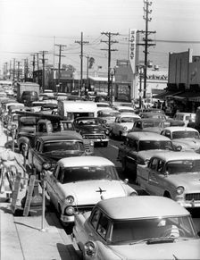 Traffic congestion in USA, 1950's. Creator: Unknown