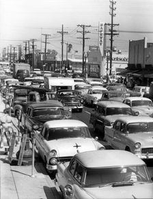 Traffic congestion in USA, 1950's. Creator: Unknown