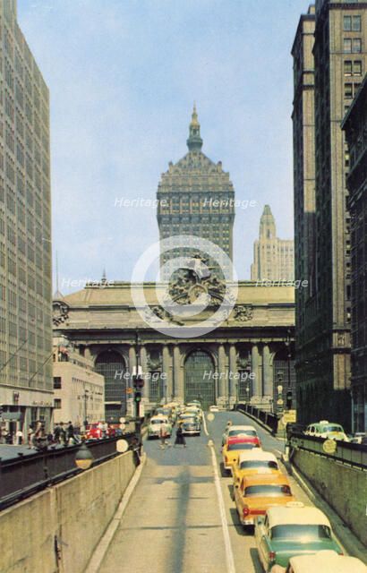 Traffic in front of Grand Central Terminal, New York City, New York, USA, 1956. Artist: Unknown
