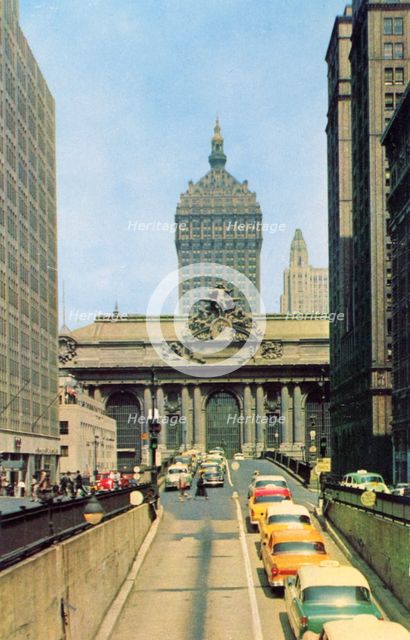 Traffic in front of Grand Central Terminal, New York City, New York, USA, 1956. Artist: Unknown