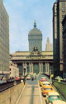 Traffic in front of Grand Central Terminal, New York City, New York, USA, 1956