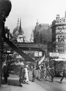 Traffic in Ludgate Circus, City of London, (c1910s?). Creator: Unknown