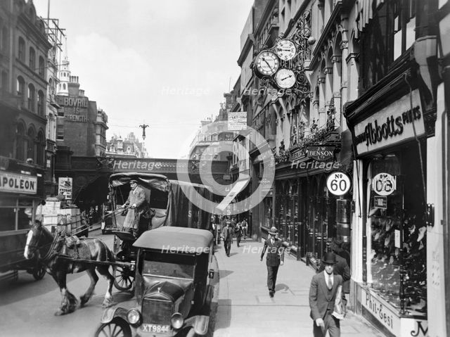Traffic in Ludgate Hill, City of London. Creator: Unknown.