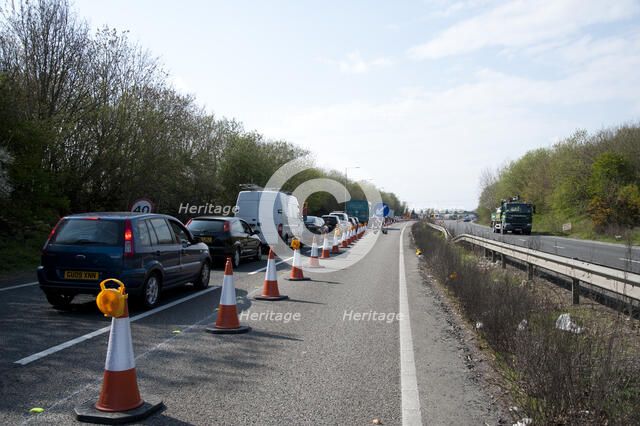 Traffic Jam on A27 roadworks in Sussex near Arundel