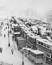 Traffic Jam on Blackfriars Bridge, London, c1935. Creator: George Davison Reid