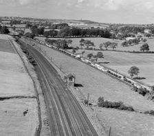 Traffic jam on the Preston-Lancaster Road, Lancashire, July 1951. Artist: Aeropictorial Ltd