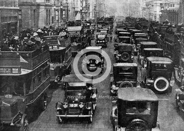 Traffic on 5th Avenue as seen from a control tower, New York City, USA, c1930s.Artist: Ewing Galloway