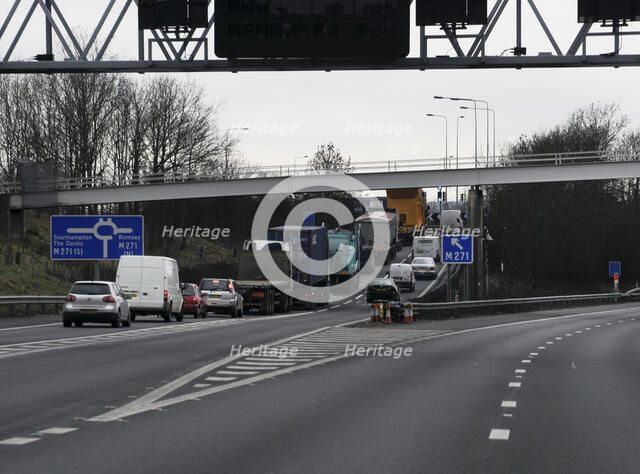 Traffic on M27 Motorway junction slip road