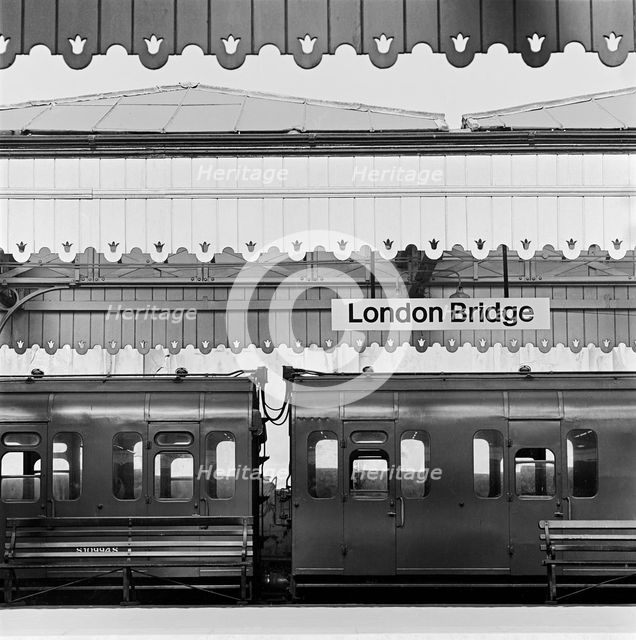 Train carriages at London Bridge Station, London, 1960-1972. Artist: John Gay