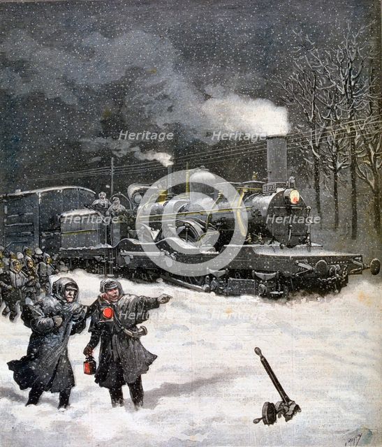 Train blocked by snow, France, 1892. Artist: Henri Meyer