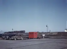 Train going over the hump at C & NW RR's Proviso yard, Chicago, Ill., 1942. Creator: Jack Delano