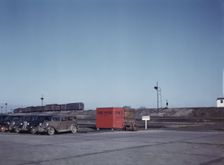 Train going over the hump at C & NW RR's Proviso yard, Chicago, Ill., 1942. Creator: Jack Delano