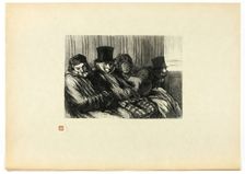 Train de plaisir, dix degrés d'ennui et de mauvaise humeur, from Tirage Uniq..., 1862, printed 1920. Creator: Charles Maurand
