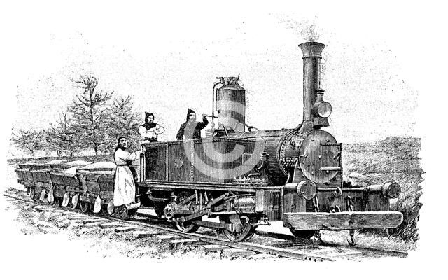 Train for the exploitation of kaolin, in the Trappist monastery of Soligny, France, 1901.