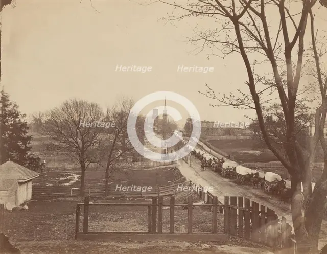 Train of Army Wagons Entering Petersburg, Virginia, April 1865. Creator: John Reekie.