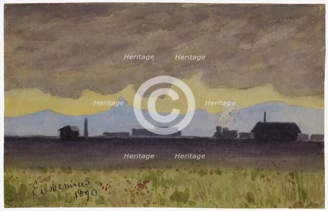 Train Landscape in Arizona, 1890. Creator: Louis Michel Eilshemius.