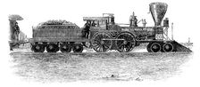 Train machine in the line from Ohio to Mississippi, engraving, 1858