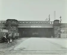 Train passing over the Chelsea Road, London, 1936
