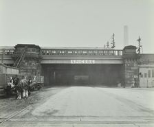 Train passing over the Chelsea Road, London, 1936