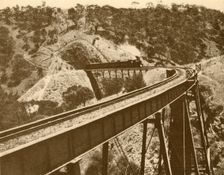 Train Passing Over Viaduct, Mount Lofty Range, South Australia 1930. Creator: Unknown