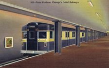 Train Platform, Chicago's Initial Subways postcard, 1941