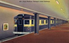 Train Platform, Chicago's Initial Subways postcard, 1941