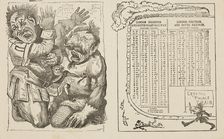 Train timetable and scene from the Crystal Palace pantomime, mid-late19th century. Creator: Unknown