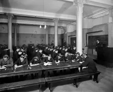 Trainee radio operators, Marconi House, the Strand, London, 1913. Artist: Bedford Lemere and Company