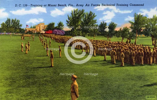 Training at Miami Beach, Florida, Army Air Forces Training Technical Command, USA, 1942. Artist: Unknown