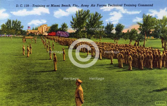 Training at Miami Beach, Florida, Army Air Forces Training Technical Command, USA, 1942. Artist: Unknown