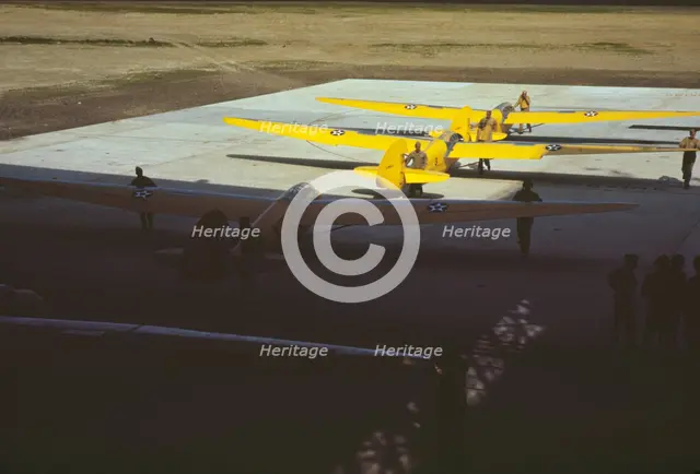 Training gliders at the Marine [Corp]'s Page Field, Parris Island, S.C., 1942. Creator: Alfred T Palmer.