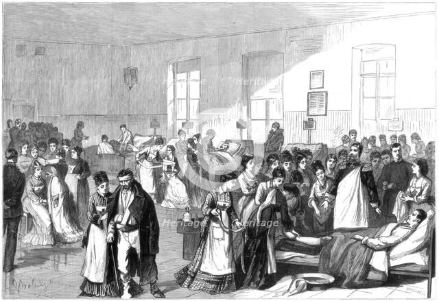 Training women to be nurses at a military hospital at St Petersburg, 1877. Artist: Unknown