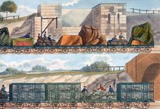 Trains on the Liverpool and Manchester Railway, 1832-1833. Creator: SG Hughes