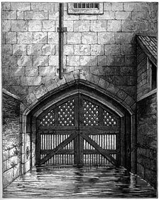 Traitors Gate, Tower of London, 1801, (1893).Artist: Charles Tomkins