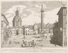 Trajan's Column from "Prospectus Locurum Urbis Romae Insign[ium], 1666. Creator: Lievin Cruyl (Flemish, c. 1640-c. 1720)