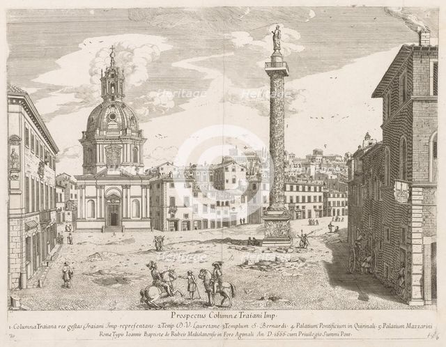 Trajan's Column from "Prospectus Locurum Urbis Romae Insign[ium], 1666. Creator: Lievin Cruyl (Flemish, c. 1640-c. 1720).