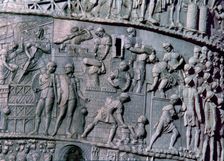 Trajan's Column, relief depicting the construction of a Roman camp, detail