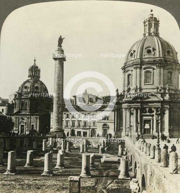 'Trajan's Forum and Column (147 feet high), (N.W.), Rome, Italy', c1909. Creator: Unknown.