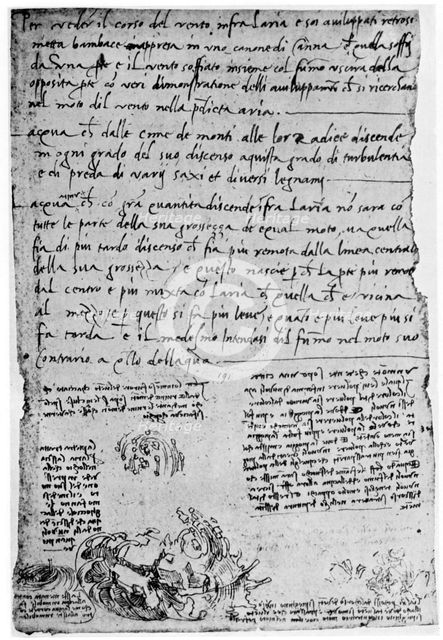 Trajectories of thrown stones and drops, late 15th or early 16th century (1954). Artist: Leonardo da Vinci