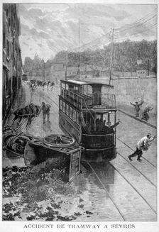 Tram accident, Sevres, Paris, 1897. Creator: F Meaulle