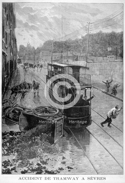 Tram accident, Sevres, Paris, 1897. Creator: F Meaulle.